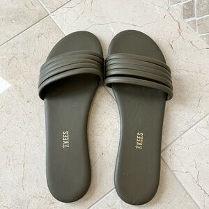 TKEES Women's Olive Green Slide Sandals